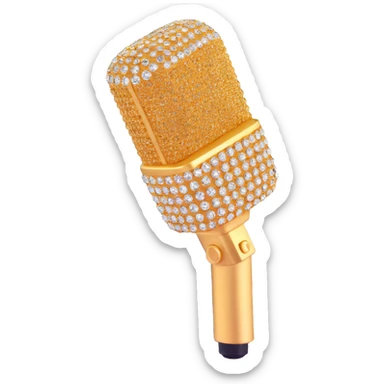 glamorous gold microphone with rhinestones sticker