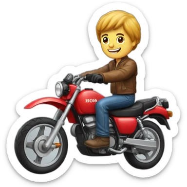 A middle age man wheelie a motorcycle honda Red 250 1985 sticker