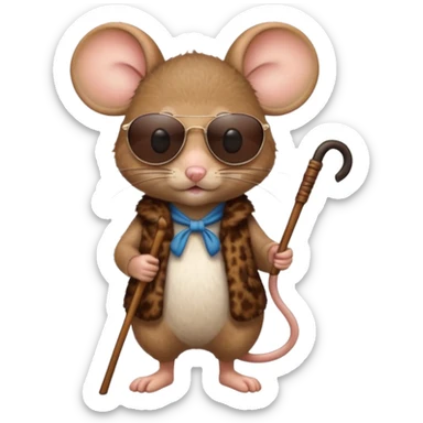 mouse with sunglasses and walking stick sticker