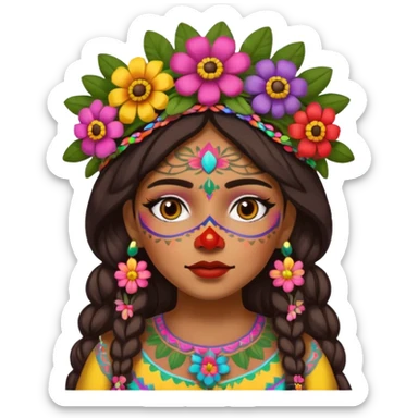 mexican girl with full painted face sticker