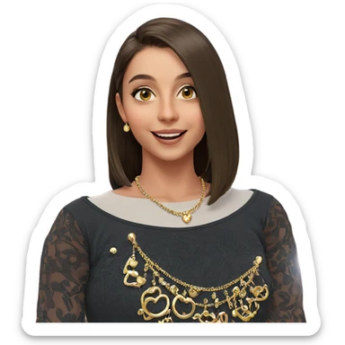 smiling girl with jewelry sticker