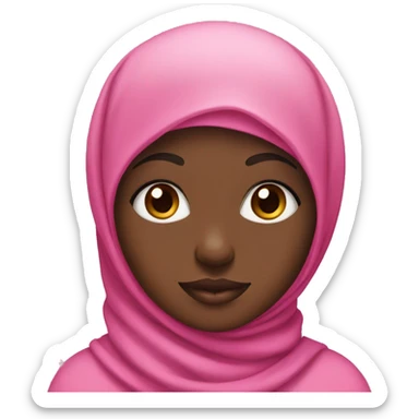 Medium black girl with a pink hijab and long eyelashes sticker