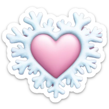 Frozen pink pale heart with snow sticker