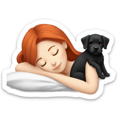 Red hair girl sleep with her maltese black dog sticker