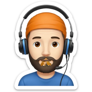 create a Men with Beard and Headphones and some hairs on his head sticker