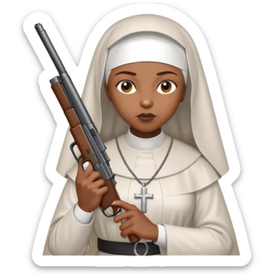Black woman nun holding a gun sticker