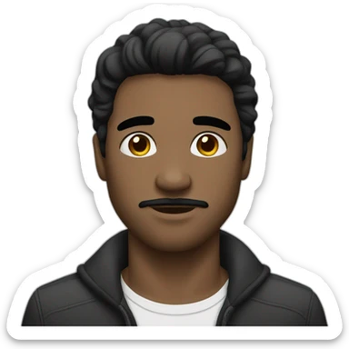 black straight hair guy with a little black mustache sticker