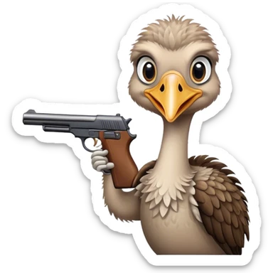 Ostrich with gun sticker