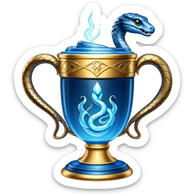 Triwizard Cup from Harry Potter with detailed snake-shaped handles, glowing blue sticker