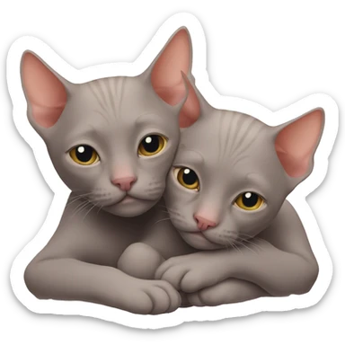 Two hairless cats snuggling  sticker