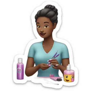 Woman doing a manicure  sticker