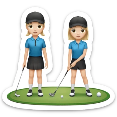 Girl and boy practicing at chipping green sticker