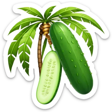 cucumber hangs on a palm tree branch sticker