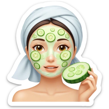 Girl with cucumber or doing skincare sticker