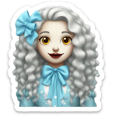 Pretty sky blue clown girl long hair  sticker