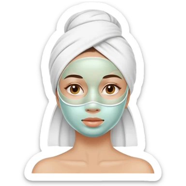 Girl wearing spa mask sticker