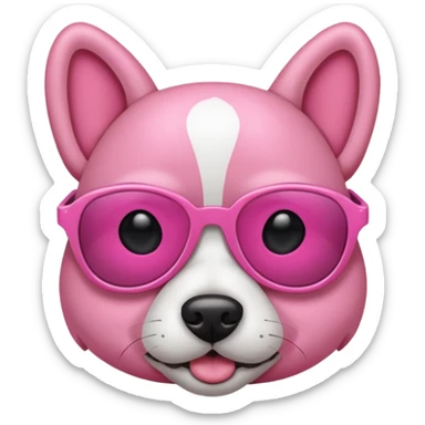 Pink dog wearing sunglasses  sticker