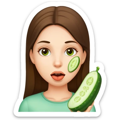 girl with cucumber in mouth sticker