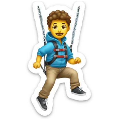 A person bungee jumping while playing with toys who is wearing baggy clothes sticker