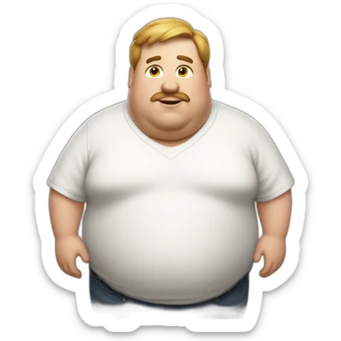 A fat guy in a white shirt sticker
