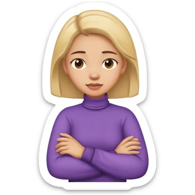 Girl crossing her arms and holding her neck  sticker