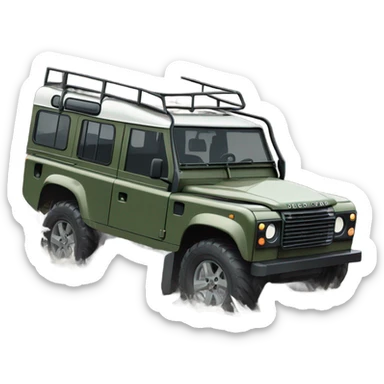 An land rover facing a road full of mud and rocks, with big tires and mud splashing around, showing resistance and adaptability. sticker