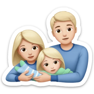 Create an emoji scene where a woman has fainted and is lying down, and a boy is holding his socks near her nose to help bring her back to consciousness. There should be nothing else in the scene. sticker