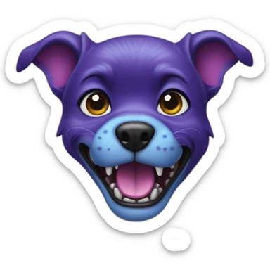 Blue and purple dog snarling sticker