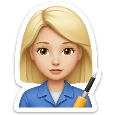Blonde girl at work sticker
