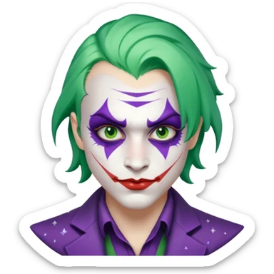 Glitter Purple and White Joker Gangster Green Hair sticker