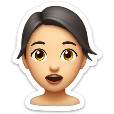 Girl with closed eyes open mouth stretching tongue wide out and looking up sticker