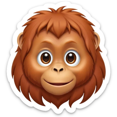 cinematic-cute-orangutan-baby-portrait-emoji,-head-tilted-playfully-and-inquisitively,-with-a-gentle,-expressive-face-accented-by-soft,-flowing-fur-and-round,-sparkling-eyes-brimming-with-warmth,-simplified-yet-irresistibly-adorable-feature sticker
