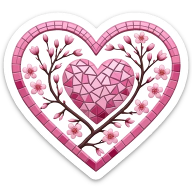 sakura heart with a mosaic pattern sticker