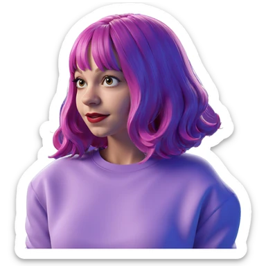 pink-haired girl with red lips sticker