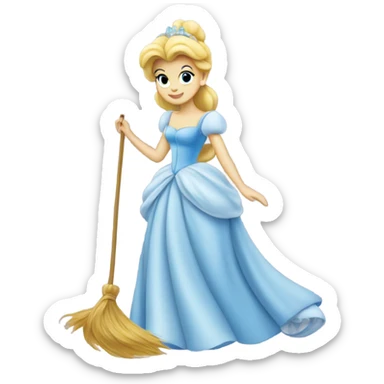Cinderella sweeps away sticker