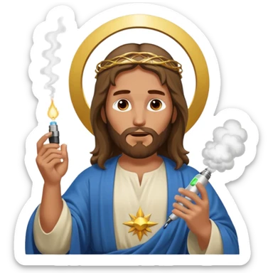 jesus hitting a vape sticker