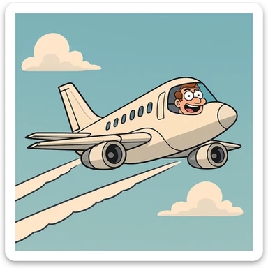 a jet airplane flying with contrails, sleek design, clear sky background sticker