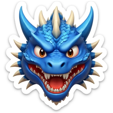 blue dragon face angry sticker