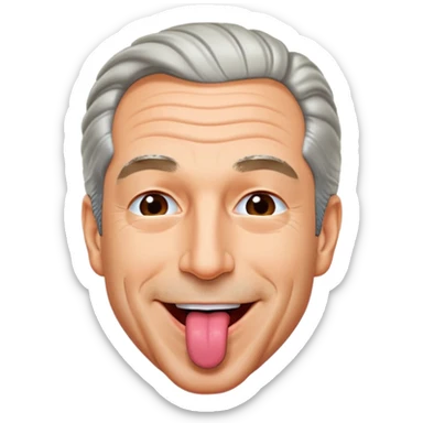 Jeffrey Epstein with tongue out sticker