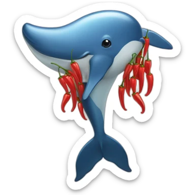 Whale with chili pepper fin sticker