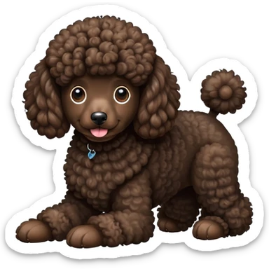 Brown poodle with black poodle sticker