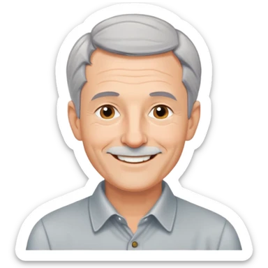 portrait of Hans Jonas, German philosopher, short gray hair, no glasses, clean-shaven, collared shirt, smiling sticker