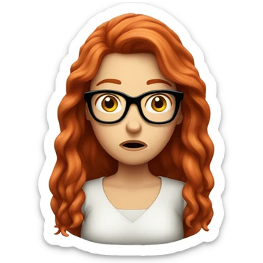 shocked white girl with long red red hair and glasses sticker