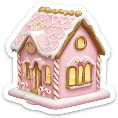 light pink and gold and white gingerbread house sticker