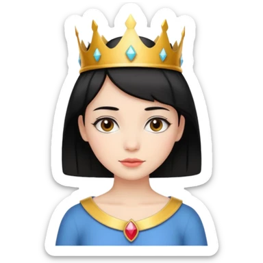 Chica linda pelo corto negro con una corona  sticker