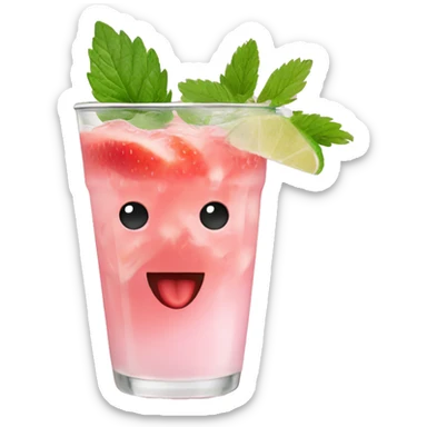 Pastel pink mojito strawberry  sticker