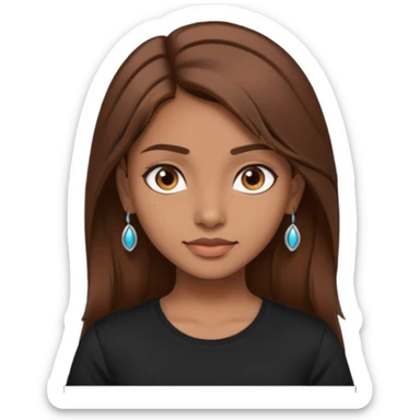 a pretty fair indian bratz girl with brown hair. with a black tshirt sticker