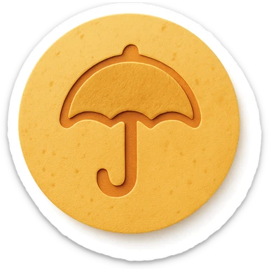 paper craft style dalgona candy with umbrella shape, inspired by Squid Game sticker