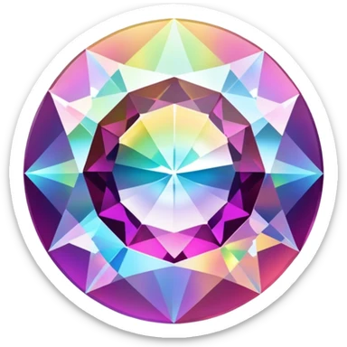 Faceted round mystic quartz with holographic rainbow effect and brilliant shine sticker