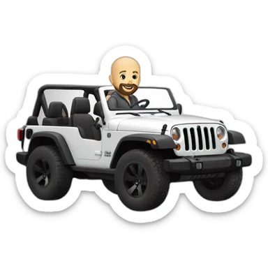 white bald man with beard riding Jeep jk sticker